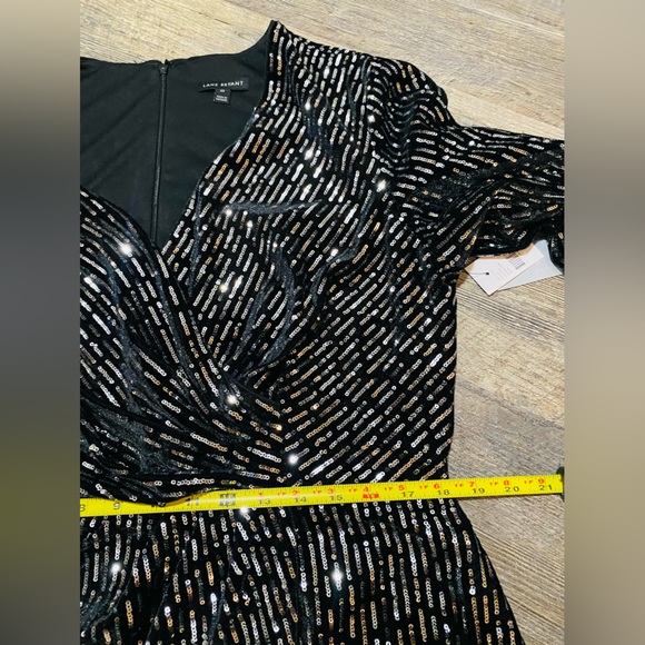 🎉SALE🎉🆕 Lane Bryant Black Silver Sequin Wrap Gown - Picture 5 of 9